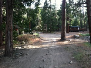 Right after crossing over the bridge. Everywhere you look - trees, dirt, bugs. This sheltered girl was NOT used to this....