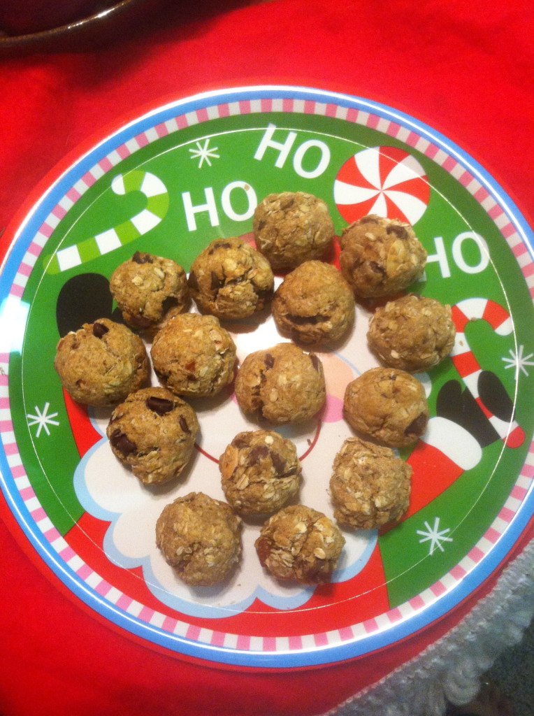 Protein Cookie balls - substituting PureAlmond and bananas for sugar and oil.